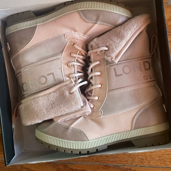 London fog collection blush pink water resistant mely duck boot faux fur size 8M - Picture 1 of 12